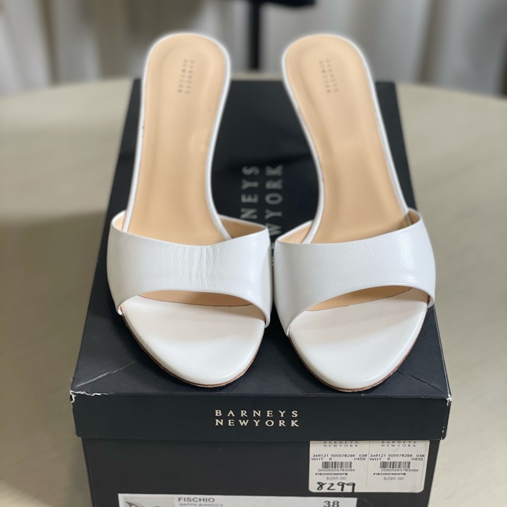 Barney’s New York white mules